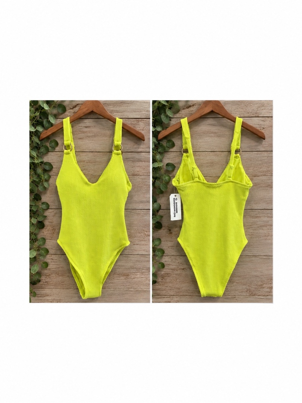 Time and Tru Citron Textured One Piece Swimsuit M 8-10 NWT